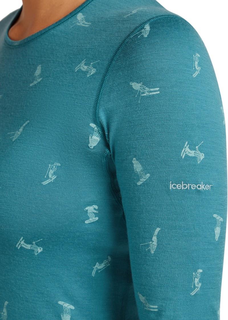 Merino 200 Oasis LS Crewe - Snow Day - Womens - topaz / hydro / aop 1