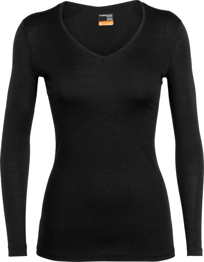 Merino 200 Oasis LS V-Neck - Womens - black 1