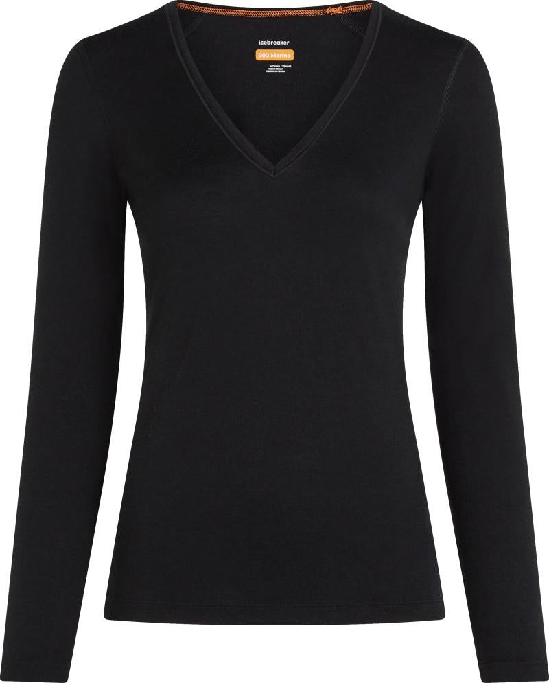 Merino 200 Oasis LS V-Neck - Womens - black 1