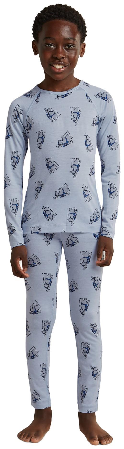 Merino 200 Oasis Leggings - Bear Tour AOP - Kids - zinc blue / aop 1