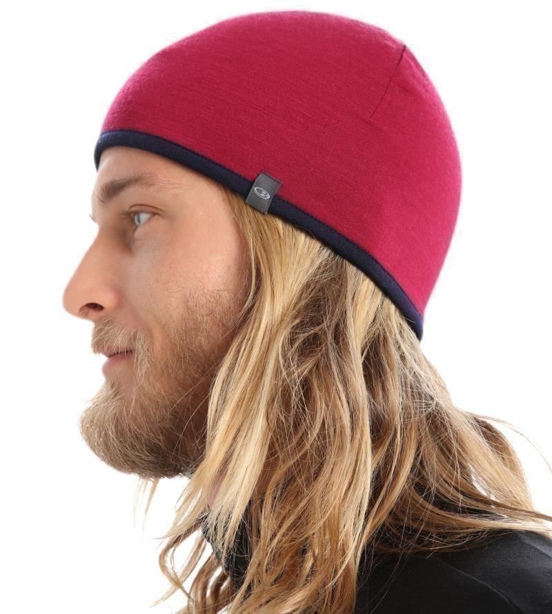 Merino 200 Oasis Reversible Beanie - cherry / midnight navy 1