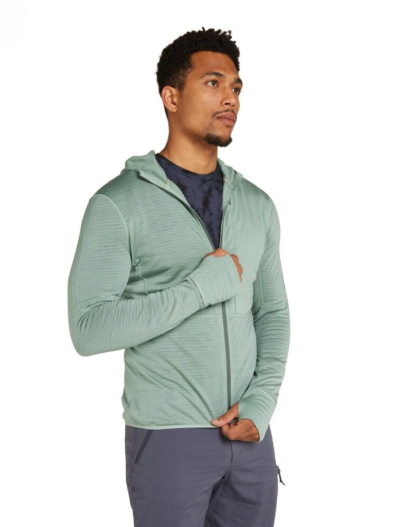 Merino 200 Realfleece Descender LS Zip Hoodie - Mens - moss / galaxy 1