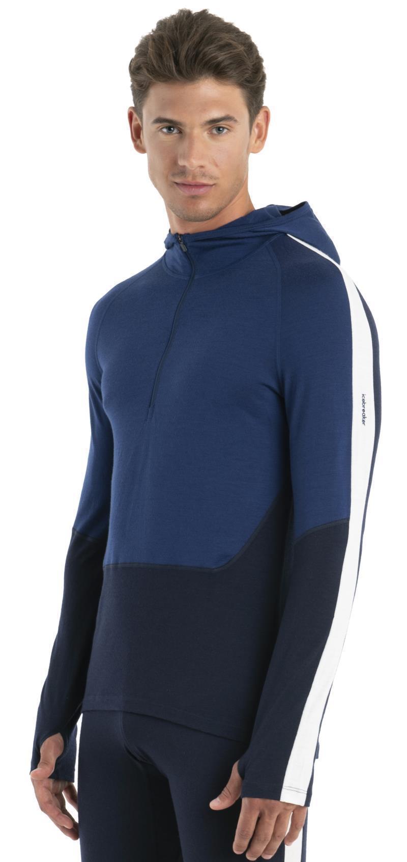 Merino 200 Sonebula LS Half Zip Hoodie - Mens - Midnight Navy / Royal Navy / Snow / CB 4