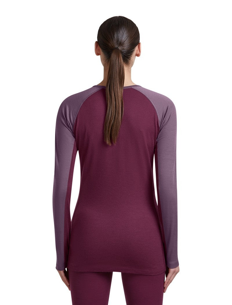 Merino 200 ZoneKnit LS Crewe - Womens - dk berry / grey plum / cb 1
