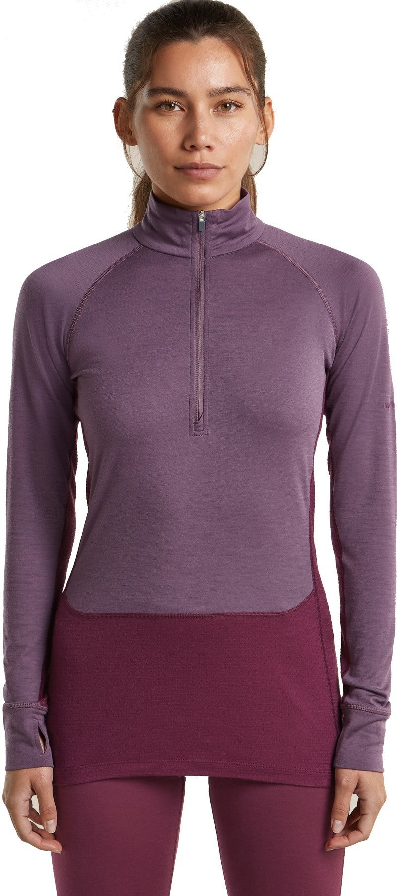 Merino 200 ZoneKnit LS Half Zip - Womens - dark berry / grey plum / cb 1