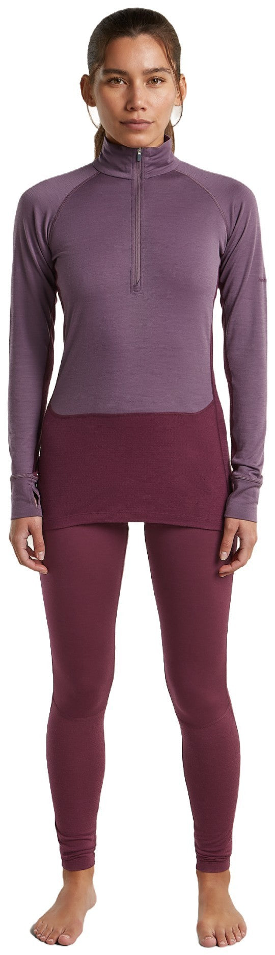 Merino 200 ZoneKnit LS Half Zip - Womens - dark berry / grey plum / cb 1
