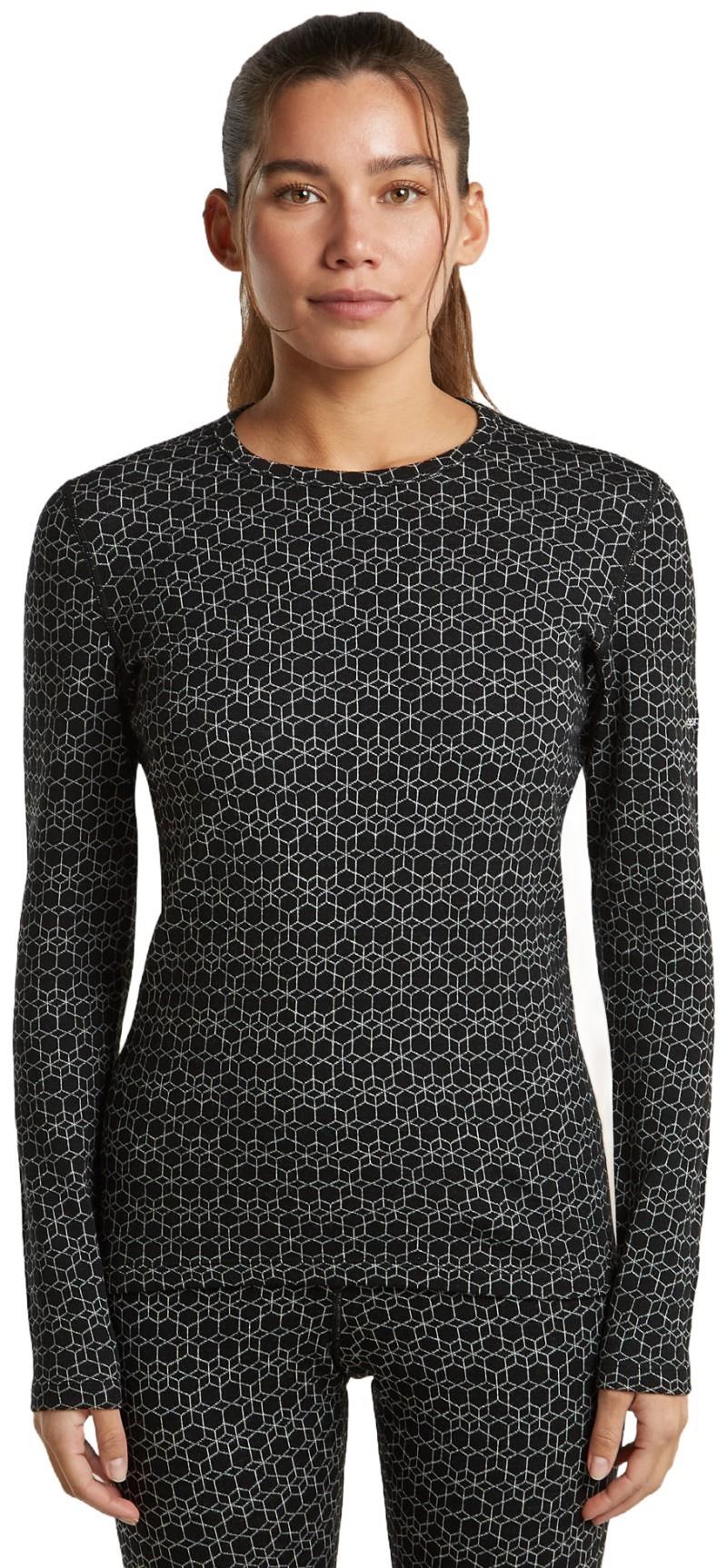Merino 260 Oasis Vertex LS Crewe - Alpine Geo - Womens - black / snow / jaquard 1
