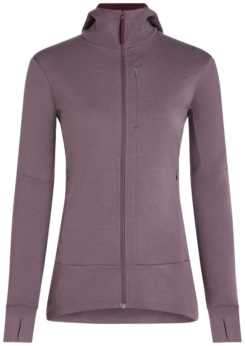 Merino 260 Quantum LS Zip Hoodie - Womens - grey plum / dk berry / cb 1