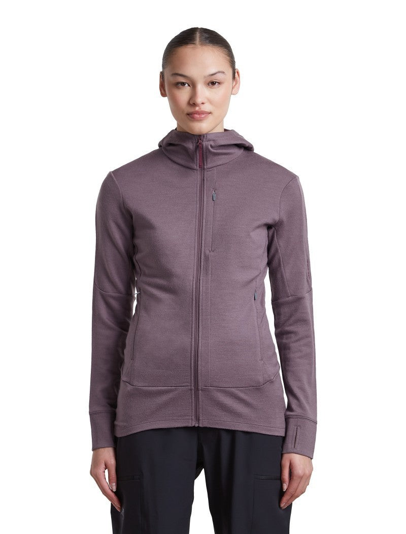 Merino 260 Quantum LS Zip Hoodie - Womens - grey plum / dk berry / cb 1