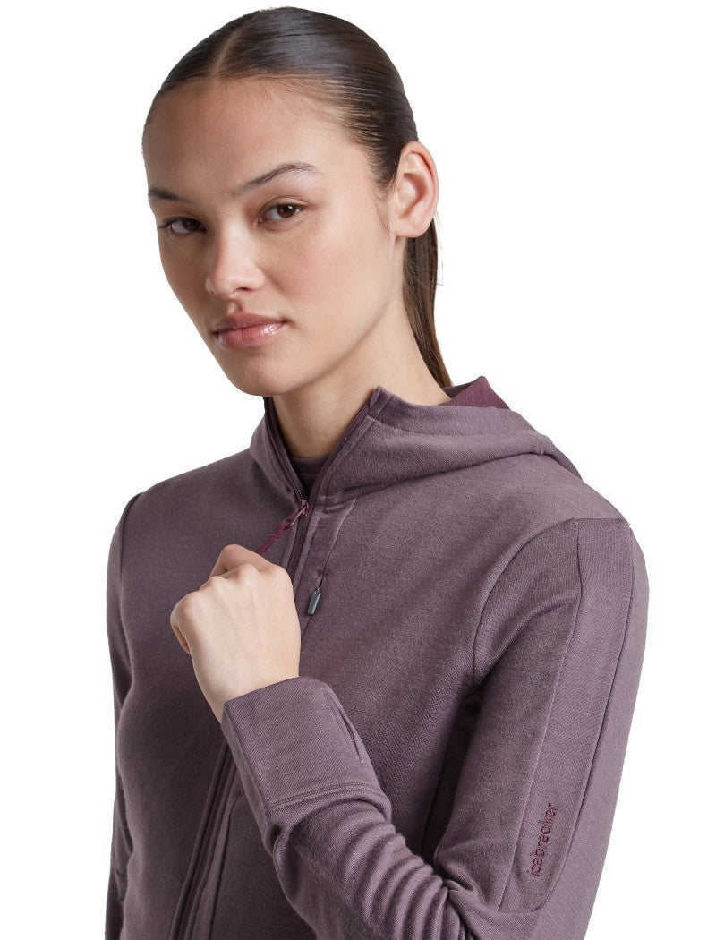 Merino 260 Quantum LS Zip Hoodie - Womens - grey plum / dk berry / cb 1