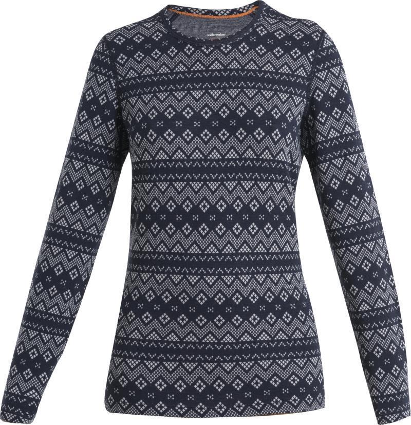 Merino 260 Vertex LS Crewe - First Snow - Womens - Midnight Navy / Snow - Jacquard 1