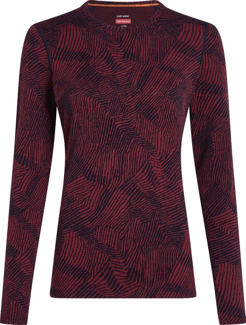 Merino 260 Vertex LS Crewe - Frozen Forms - Womens - black / port / jacquard 1