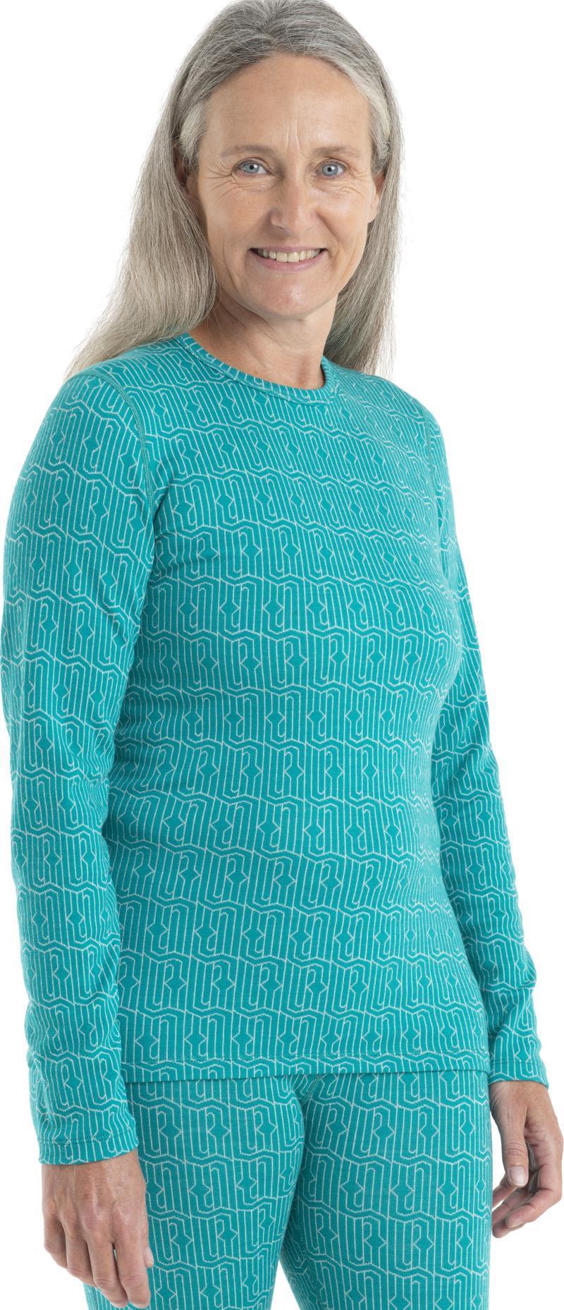 Merino 260 Vertex LS Crewe - Herenga - Womens - Flux Green / Snow - Jacquard 3