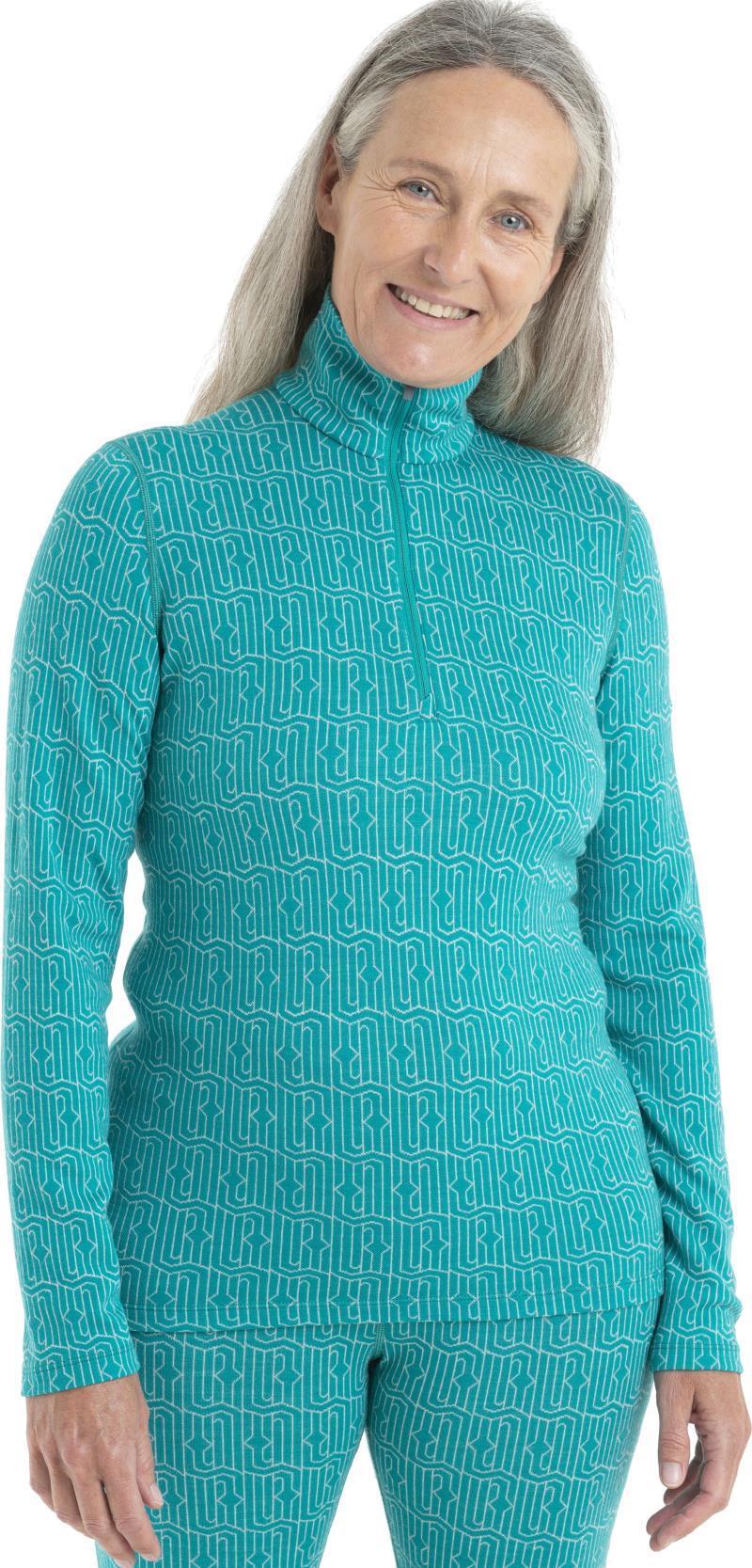 Merino 260 Vertex LS Half Zip - Herenga - Womens - Flux Green / Snow - Jacquard 3