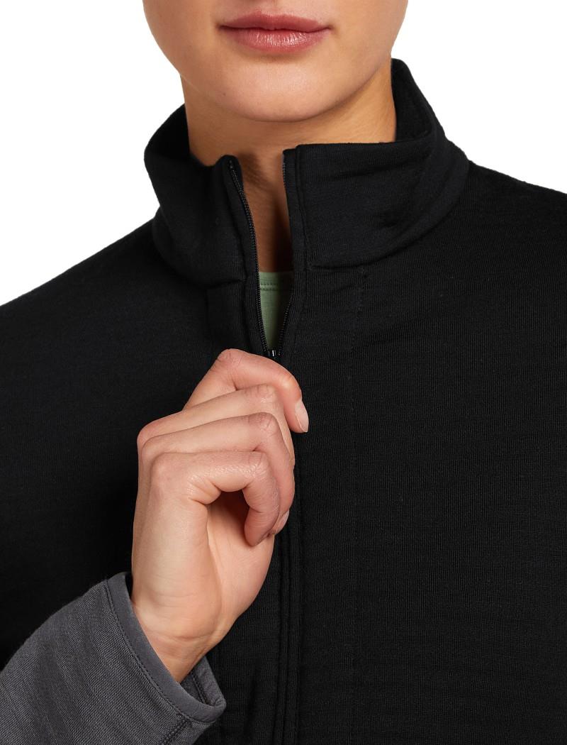 Merino 400 RealFleece Descender LS Zip - Womens - black / obsidian / cb 1