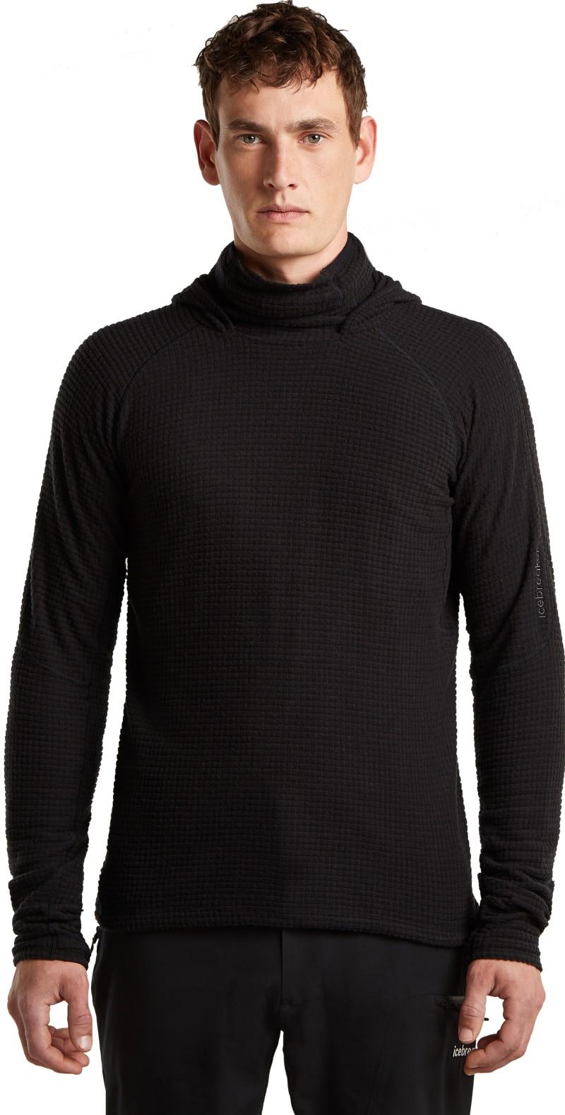 Merino 400 RealFleece Grid Blackridge Pullover Hoodie - Mens - black 1
