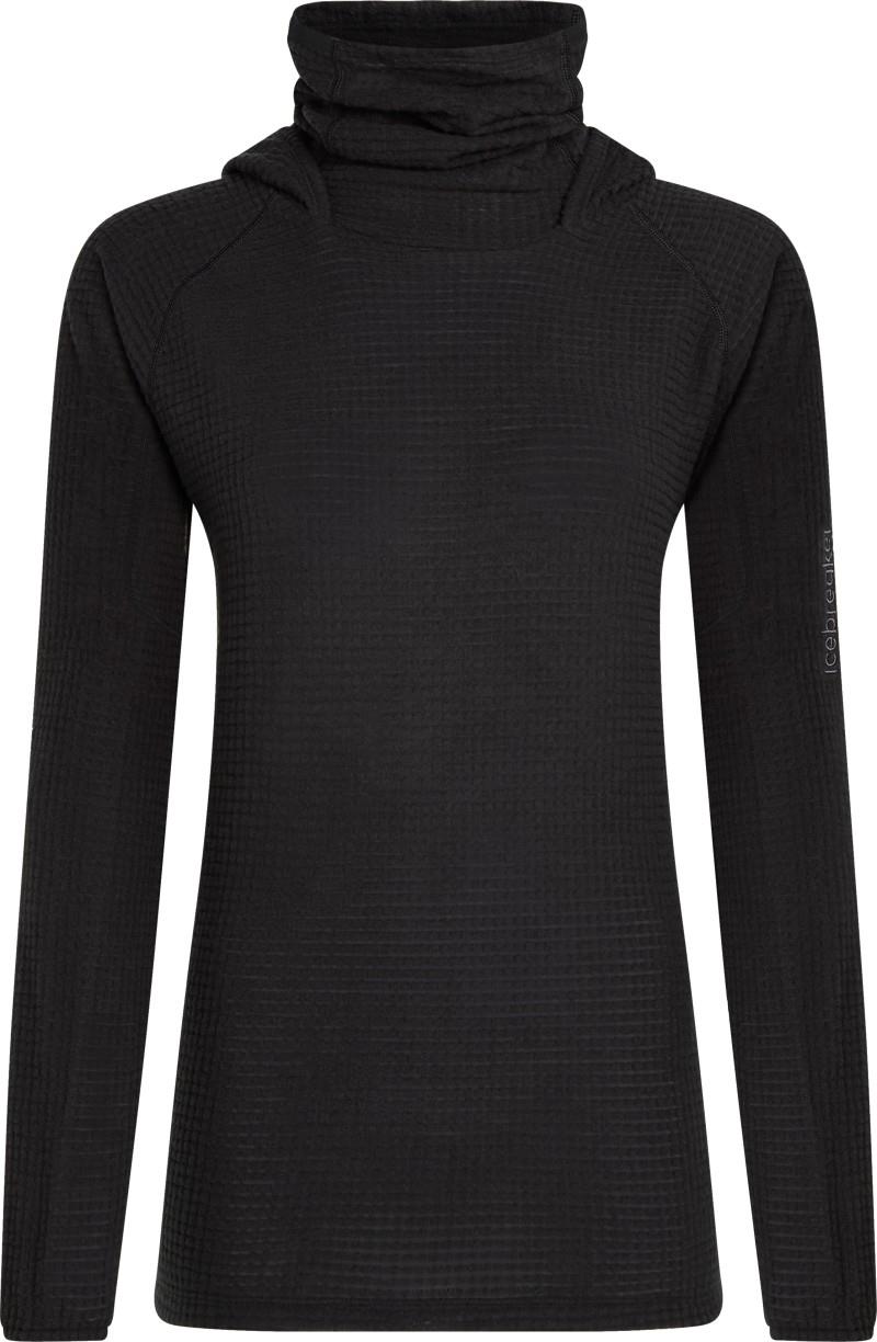 Merino 400 RealFleece Grid Peaksland Hooded Pullover - Womens - black 1