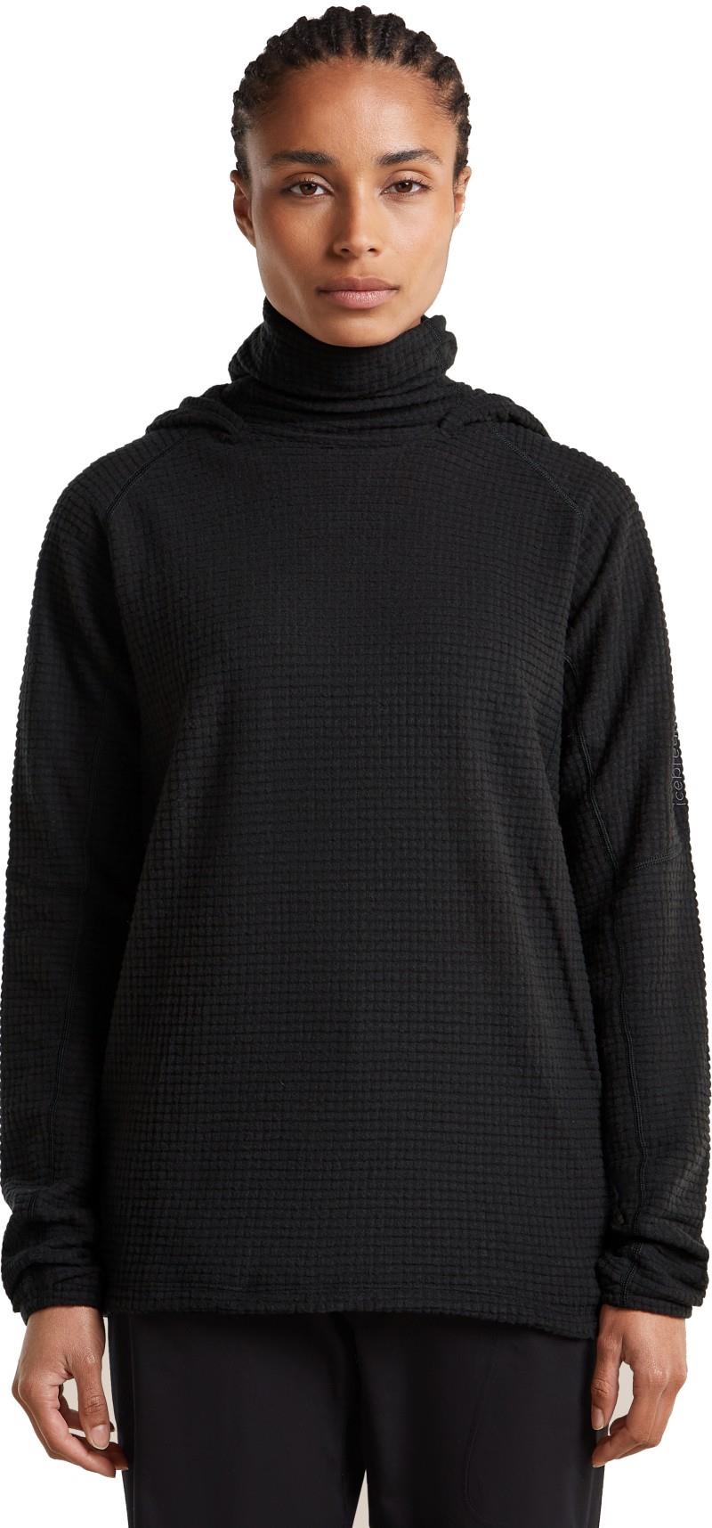 Merino 400 RealFleece Grid Peaksland Hooded Pullover - Womens - black 1