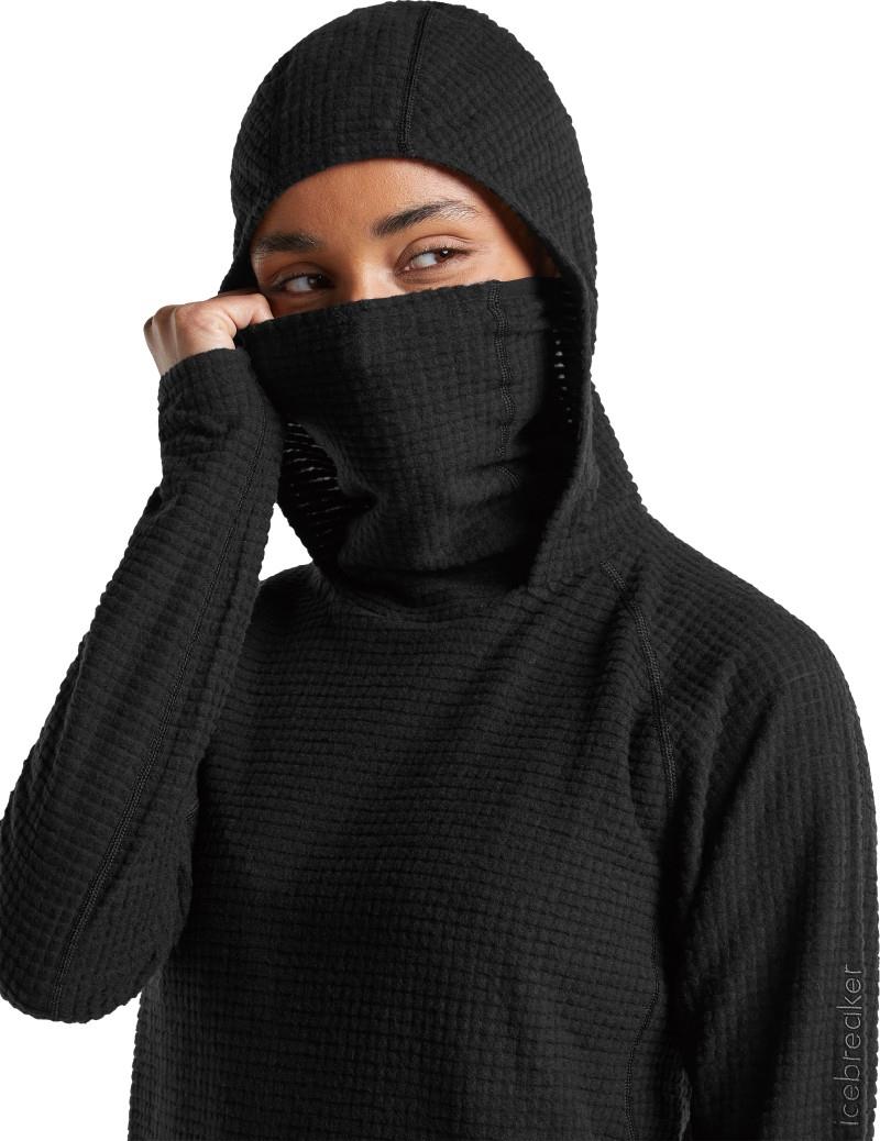 Merino 400 RealFleece Grid Peaksland Hooded Pullover - Womens - black 1