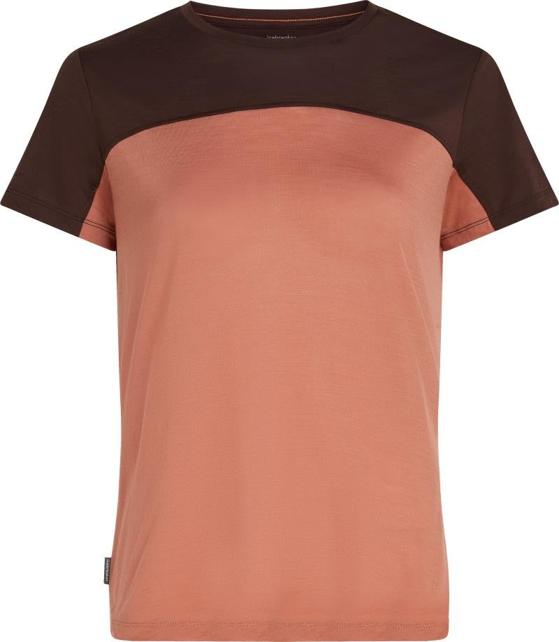 Merino Blend 125 Cool-Lite Sphere III SS Tee - Colour Block - Womens - cedarwood / bittersweet / cb 1