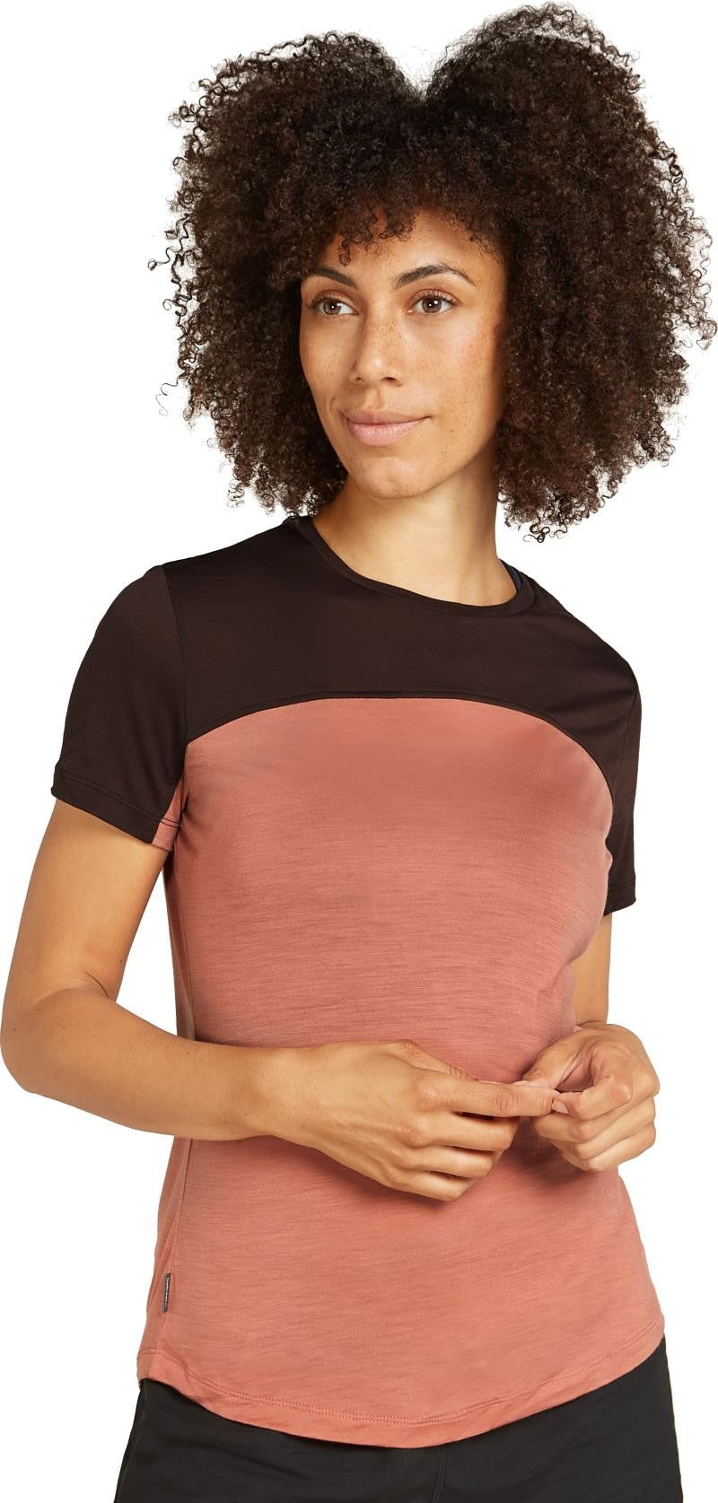 Merino Blend 125 Cool-Lite Sphere III SS Tee - Colour Block - Womens - cedarwood / bittersweet / cb 1