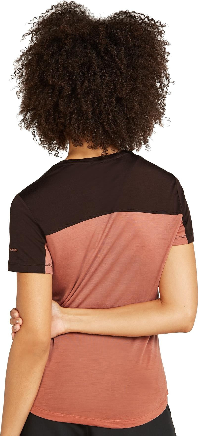 Merino Blend 125 Cool-Lite Sphere III SS Tee - Colour Block - Womens - cedarwood / bittersweet / cb 1