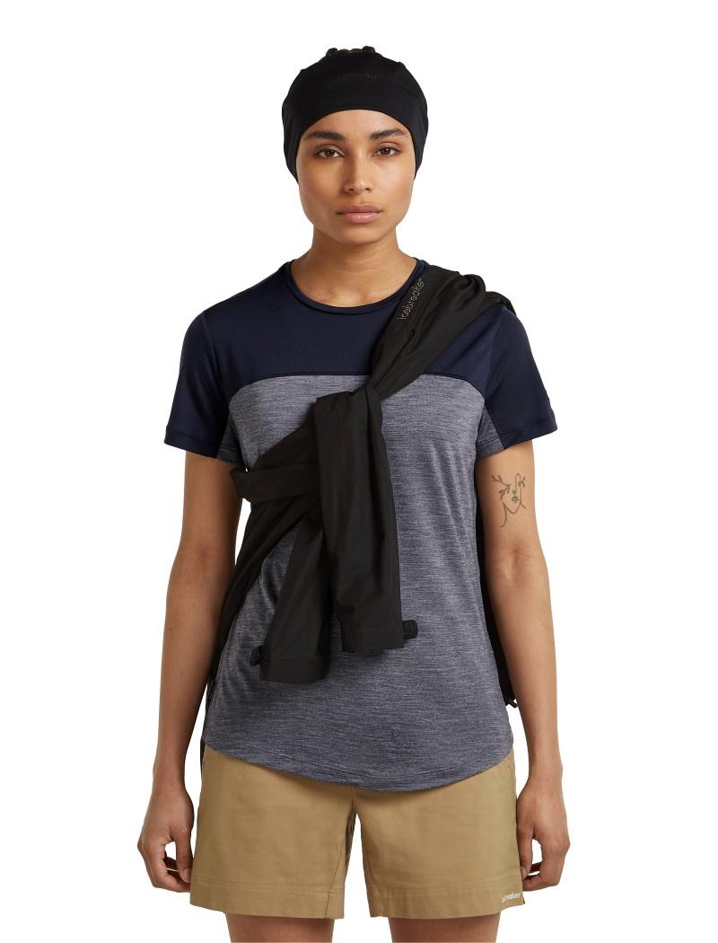 Merino Blend 125 Cool-Lite Sphere III SS Tee - Colour Block - Womens - midnight navy heather / midnight navy / cb 1