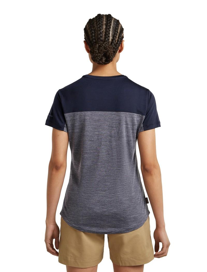 Merino Blend 125 Cool-Lite Sphere III SS Tee - Colour Block - Womens - midnight navy heather / midnight navy / cb 1