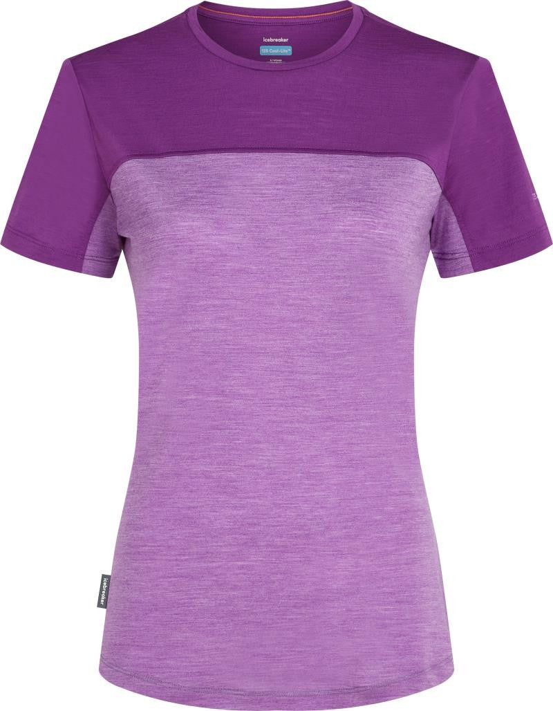 Merino Blend 125 Cool-Lite Sphere III SS Tee - Colour Block - Womens - passion heather / passion / cb 1