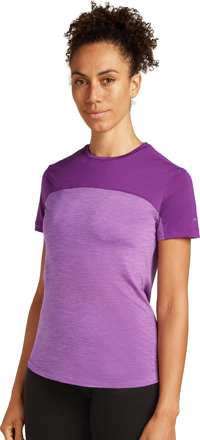 Merino Blend 125 Cool-Lite Sphere III SS Tee - Colour Block - Womens - passion heather / passion / cb 1