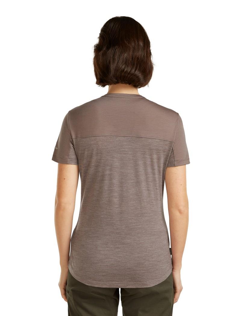 Merino Blend 125 Cool-Lite Sphere III SS Tee - Colour Block - Womens - porcini heather / porcini / cb 1