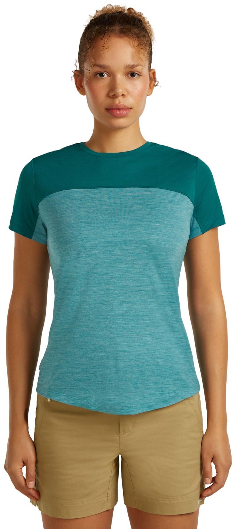Merino Blend 125 Cool-Lite Sphere III SS Tee - Colour Block - Womens - tidal teal heather / tidal teal / cb 1