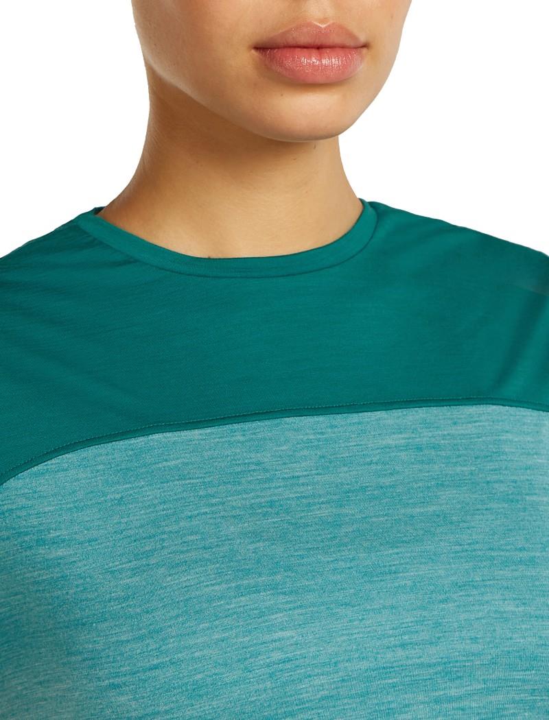 Merino Blend 125 Cool-Lite Sphere III SS Tee - Colour Block - Womens - tidal teal heather / tidal teal / cb 1