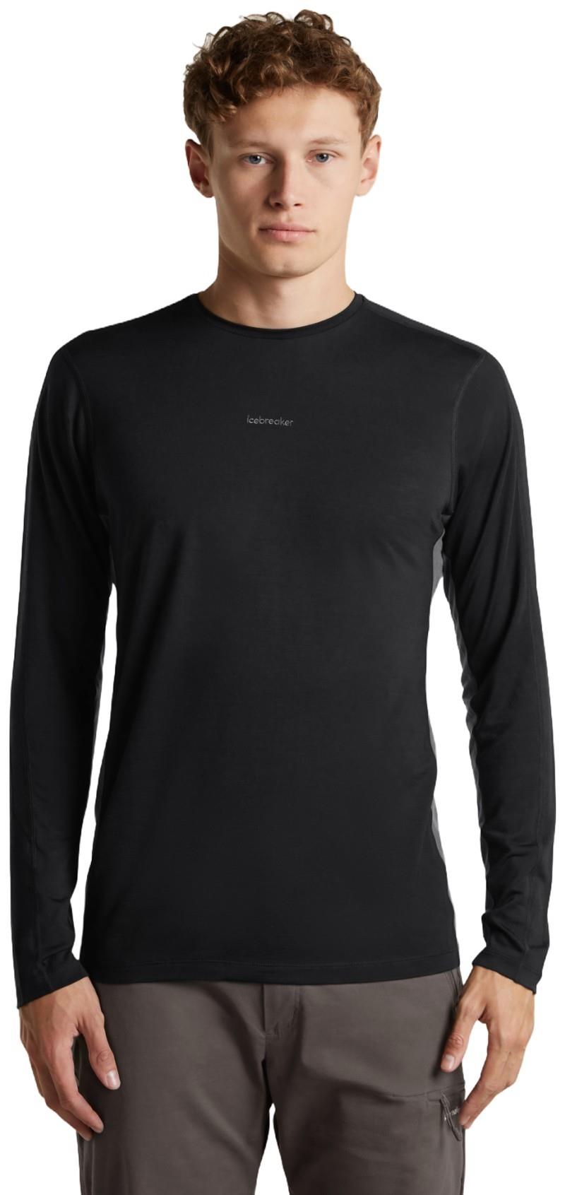 Merino Blend 125 Cool-Lite Sphere LS Tee - Colour Block - Mens - black / obsidian / cb 1
