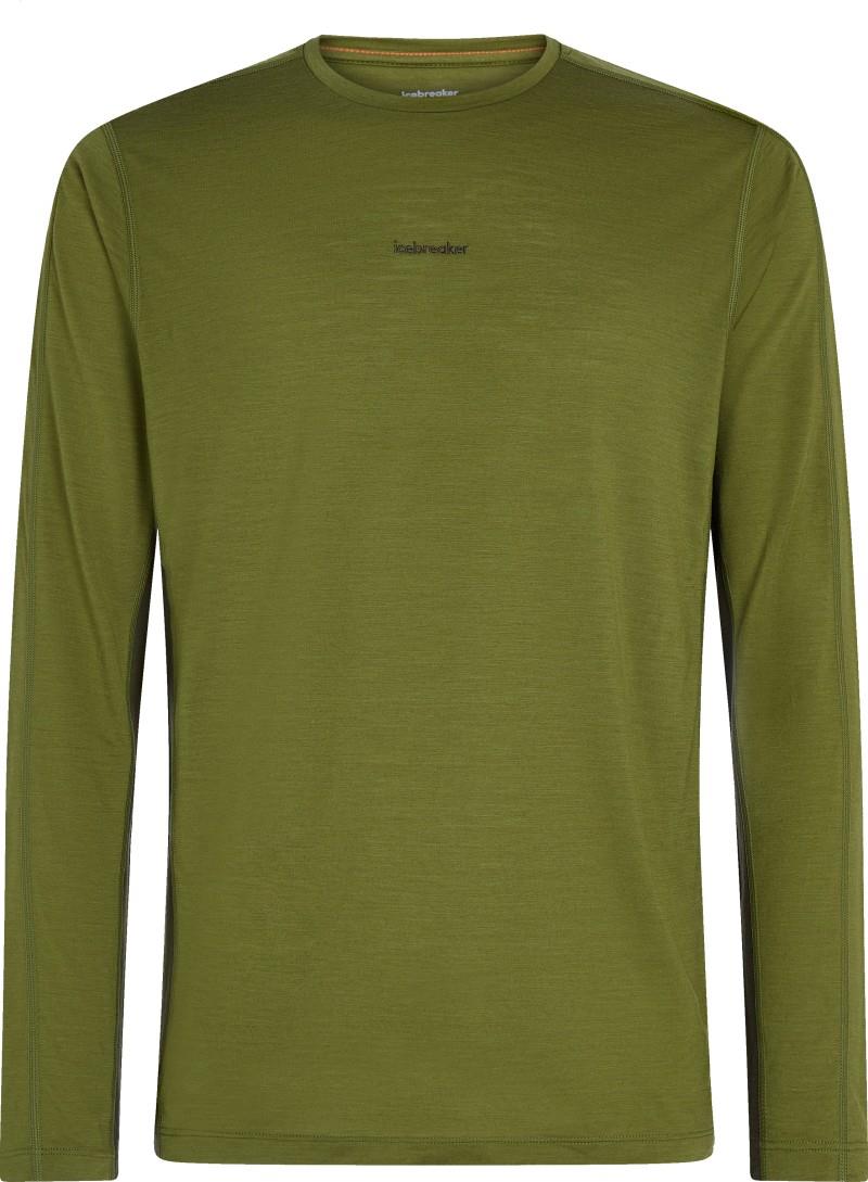 Merino Blend 125 Cool-Lite Sphere LS Tee - Colour Block - Mens - sphagnum / dark loden / cb 1