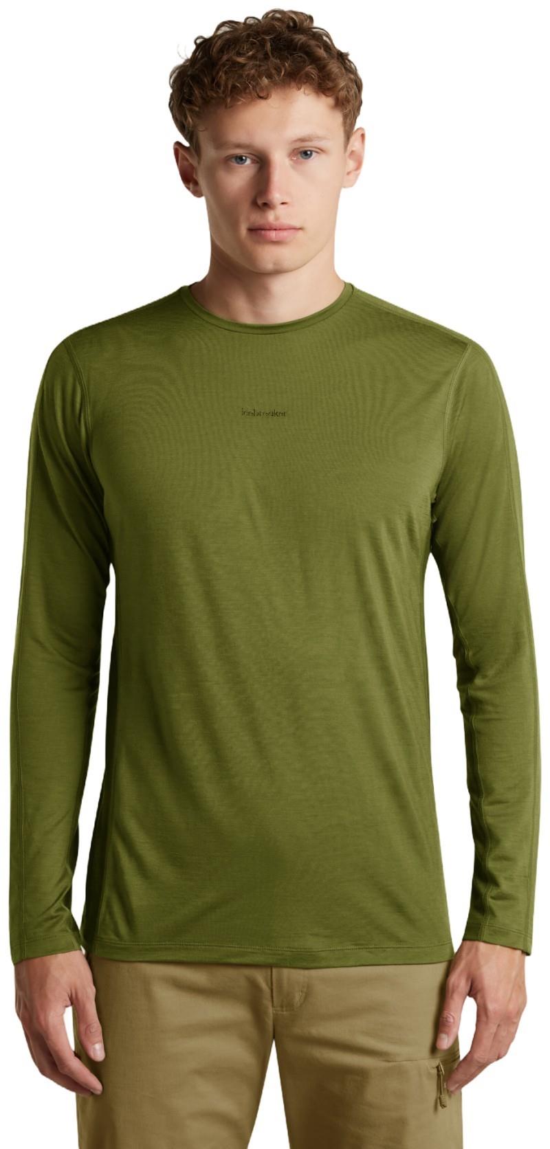 Merino Blend 125 Cool-Lite Sphere LS Tee - Colour Block - Mens - sphagnum / dark loden / cb 1