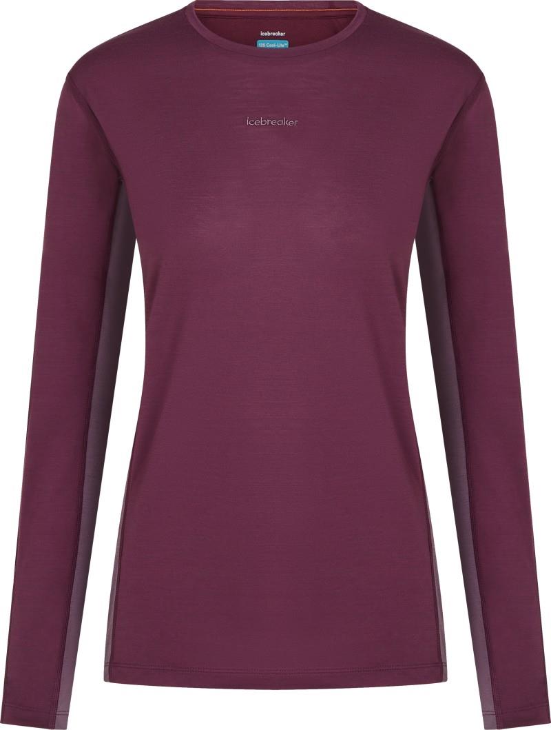 Merino Blend 125 Cool-Lite Sphere LS Tee - Colour Block - Womens - dark berry / grey plum / cb 1