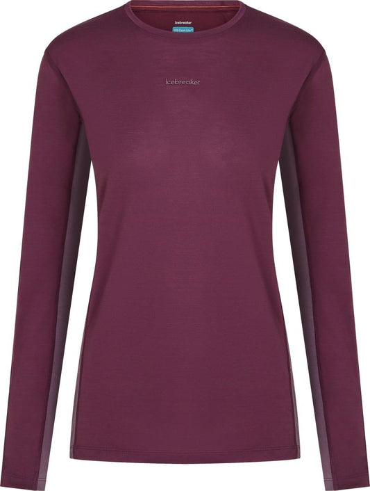 Merino Blend 125 Cool-Lite Sphere LS Tee - Colour Block - Womens - dark berry / grey plum / cb 1