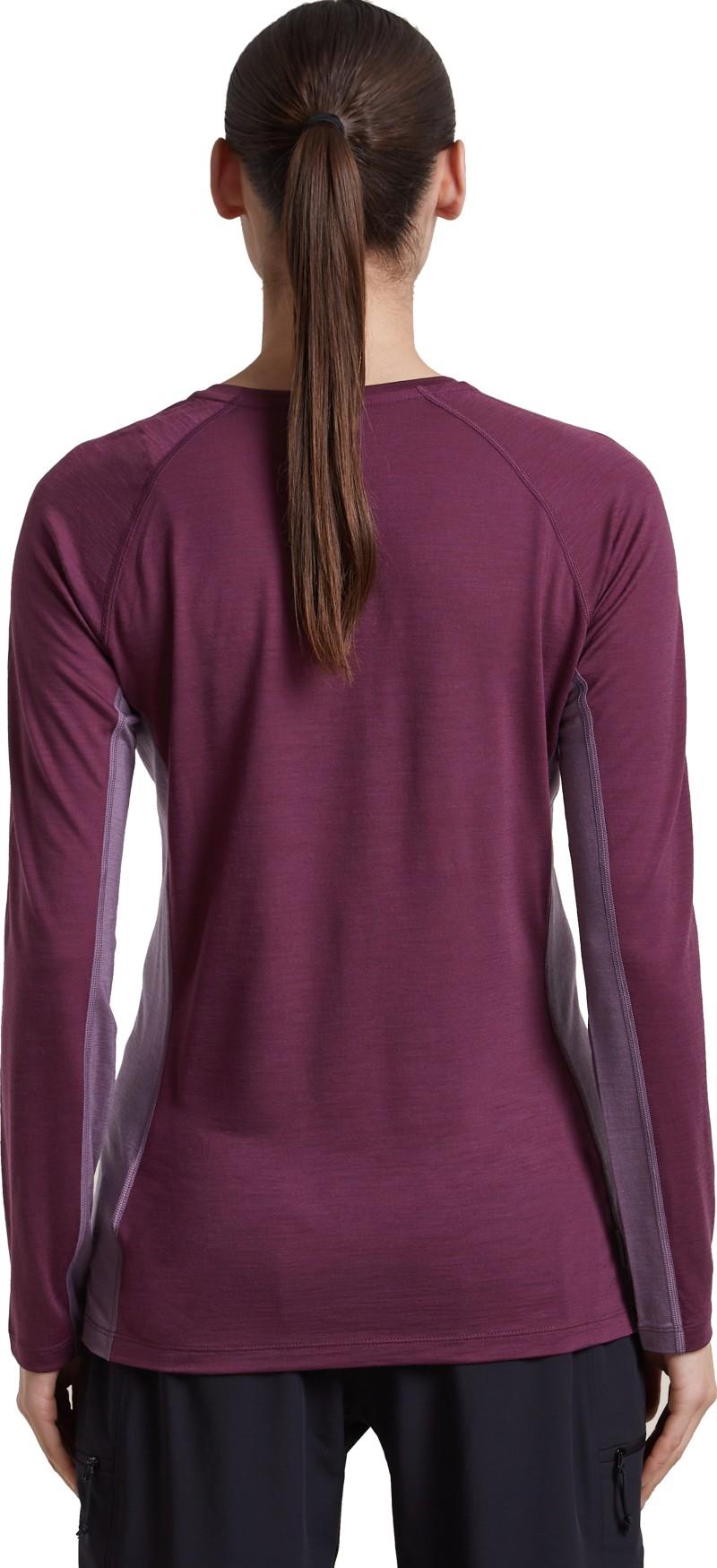 Merino Blend 125 Cool-Lite Sphere LS Tee - Colour Block - Womens - dark berry / grey plum / cb 1