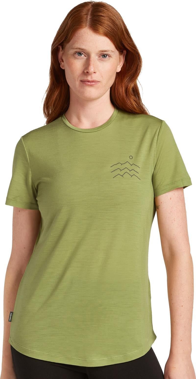 Merino Blend 125 Cool-Lite Sphere SS Tee Across the Peaks - Womens - olive 1