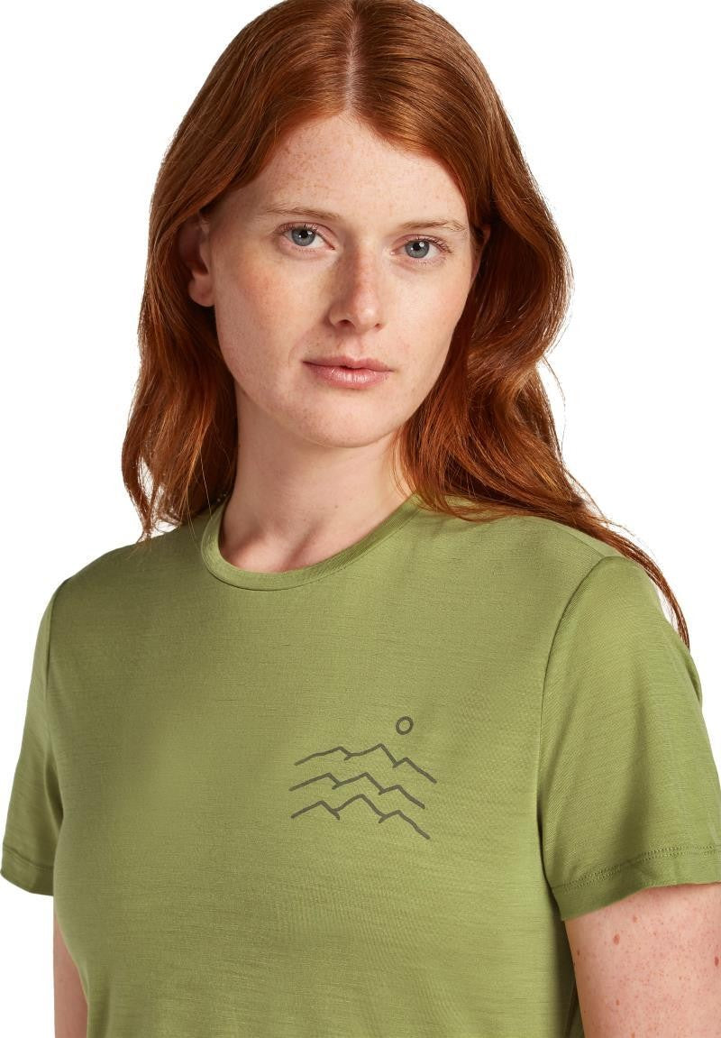 Merino Blend 125 Cool-Lite Sphere SS Tee Across the Peaks - Womens - olive 1