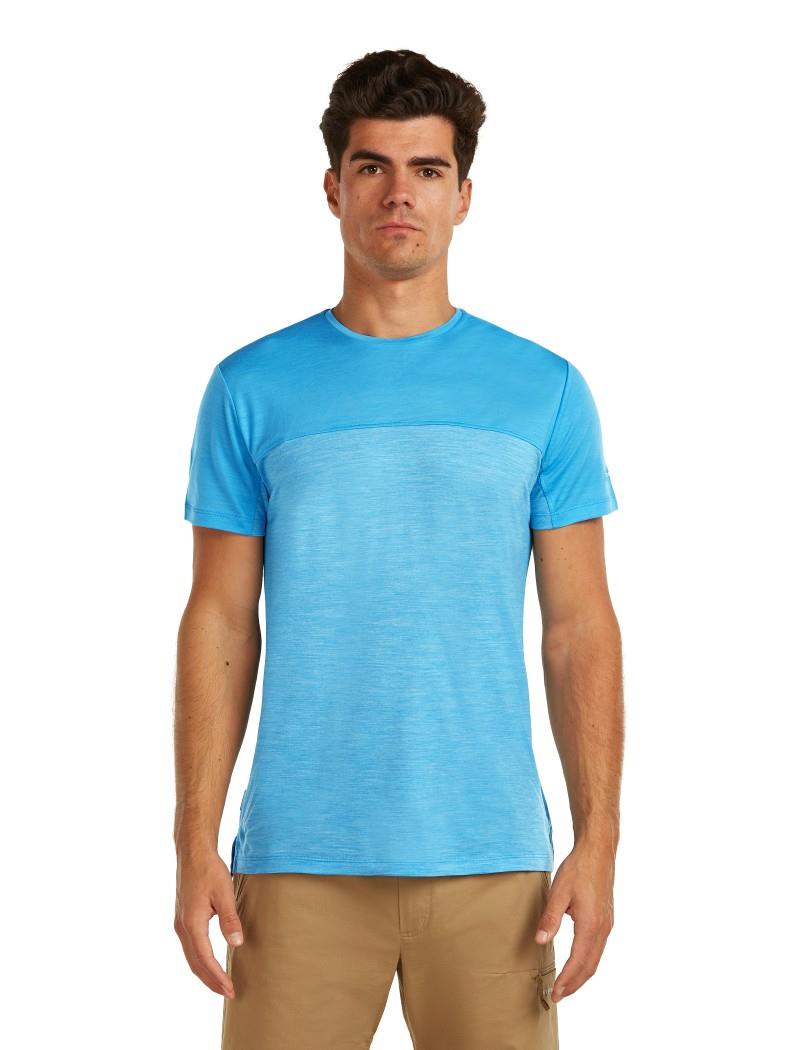 Merino Blend 125 Cool-Lite Sphere SS Tee - Colour Block - Mens - arctic heather / arctic / cb 1