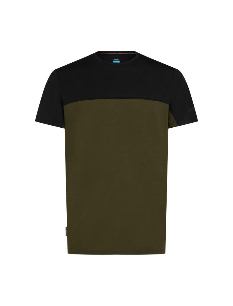 Merino Blend 125 Cool-Lite Sphere SS Tee - Colour Block - Mens - dark loden / black / cb 1