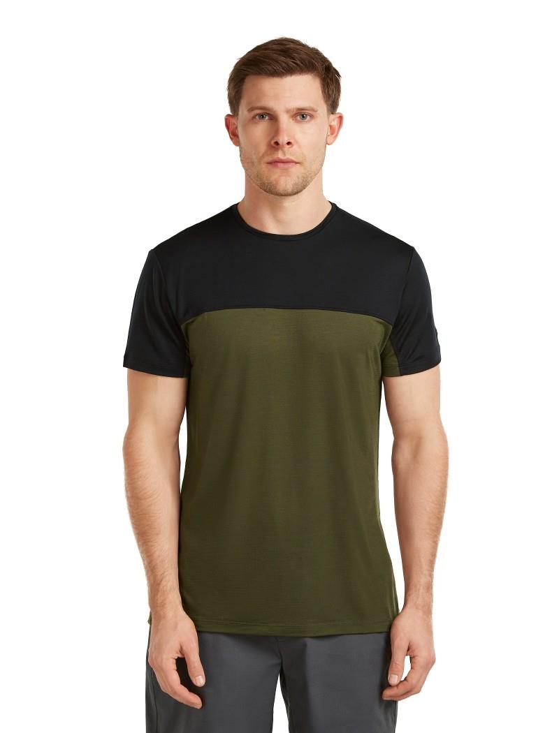 Merino Blend 125 Cool-Lite Sphere SS Tee - Colour Block - Mens - dark loden / black / cb 1
