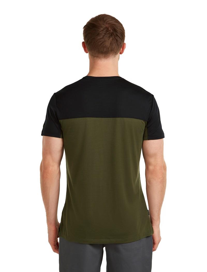 Merino Blend 125 Cool-Lite Sphere SS Tee - Colour Block - Mens - dark loden / black / cb 1