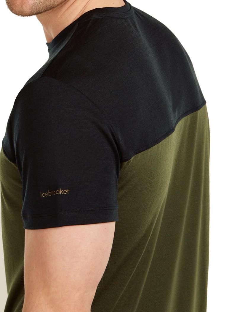 Merino Blend 125 Cool-Lite Sphere SS Tee - Colour Block - Mens - dark loden / black / cb 1