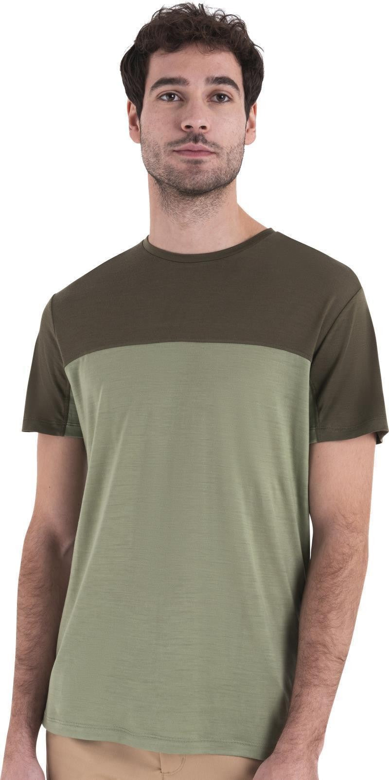 Merino Blend 125 Cool-Lite Sphere SS Tee - Colour Block - Mens - lichen / loden / cb 1