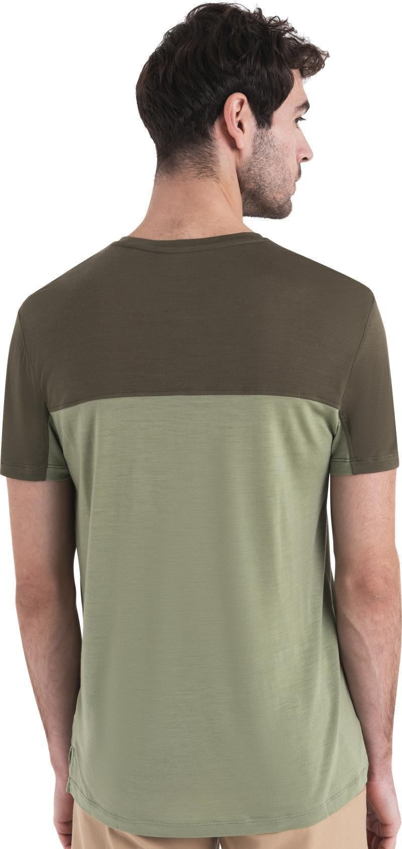Merino Blend 125 Cool-Lite Sphere SS Tee - Colour Block - Mens - lichen / loden / cb 1