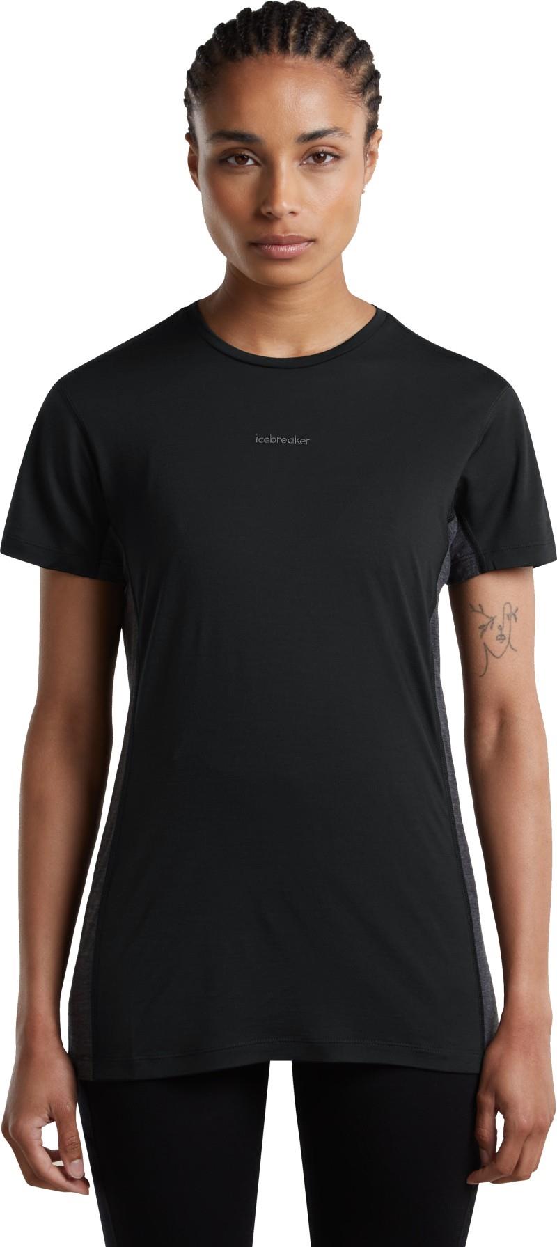 Merino Blend 125 Cool-Lite Sphere SS Tee - Colour Block - Womens - black / jet heather / cb 1