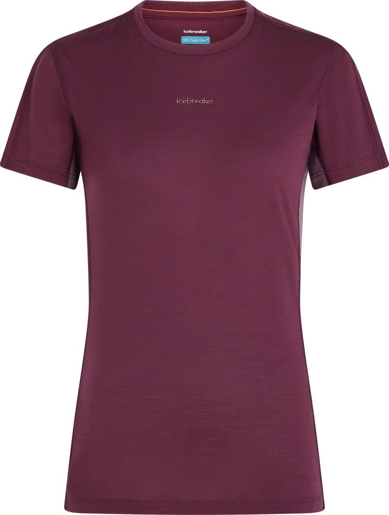 Merino Blend 125 Cool-Lite Sphere SS Tee - Colour Block - Womens - dark berry / grey plum / cb 1